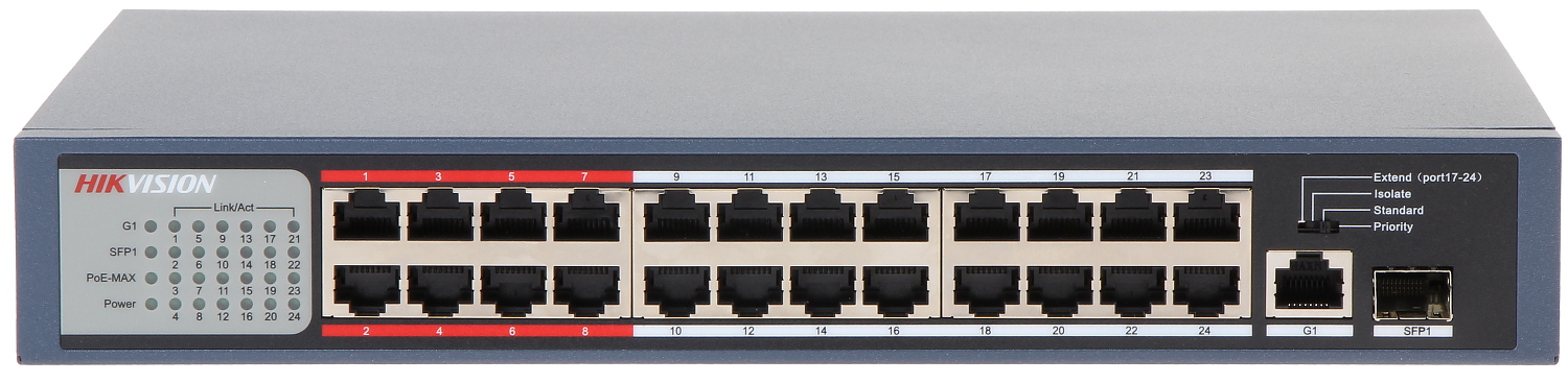 سويتش Hikvision PoE بعدد 24 منافذ – DS-3E0326P-E/M